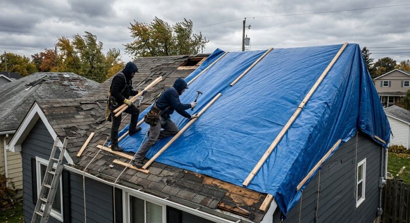 Storm Damage Roof Tarping in Licking County, OH